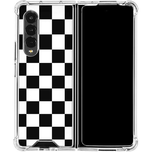 Black and White Checkered Galaxy Z Fold4 5G Clear Case